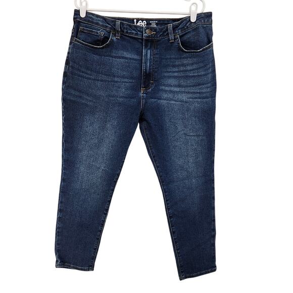 Lee Heritage Regular Fit Skinny High Rise Jeans Dark Wash Denim Plus Size 18 P - Picture 1 of 8